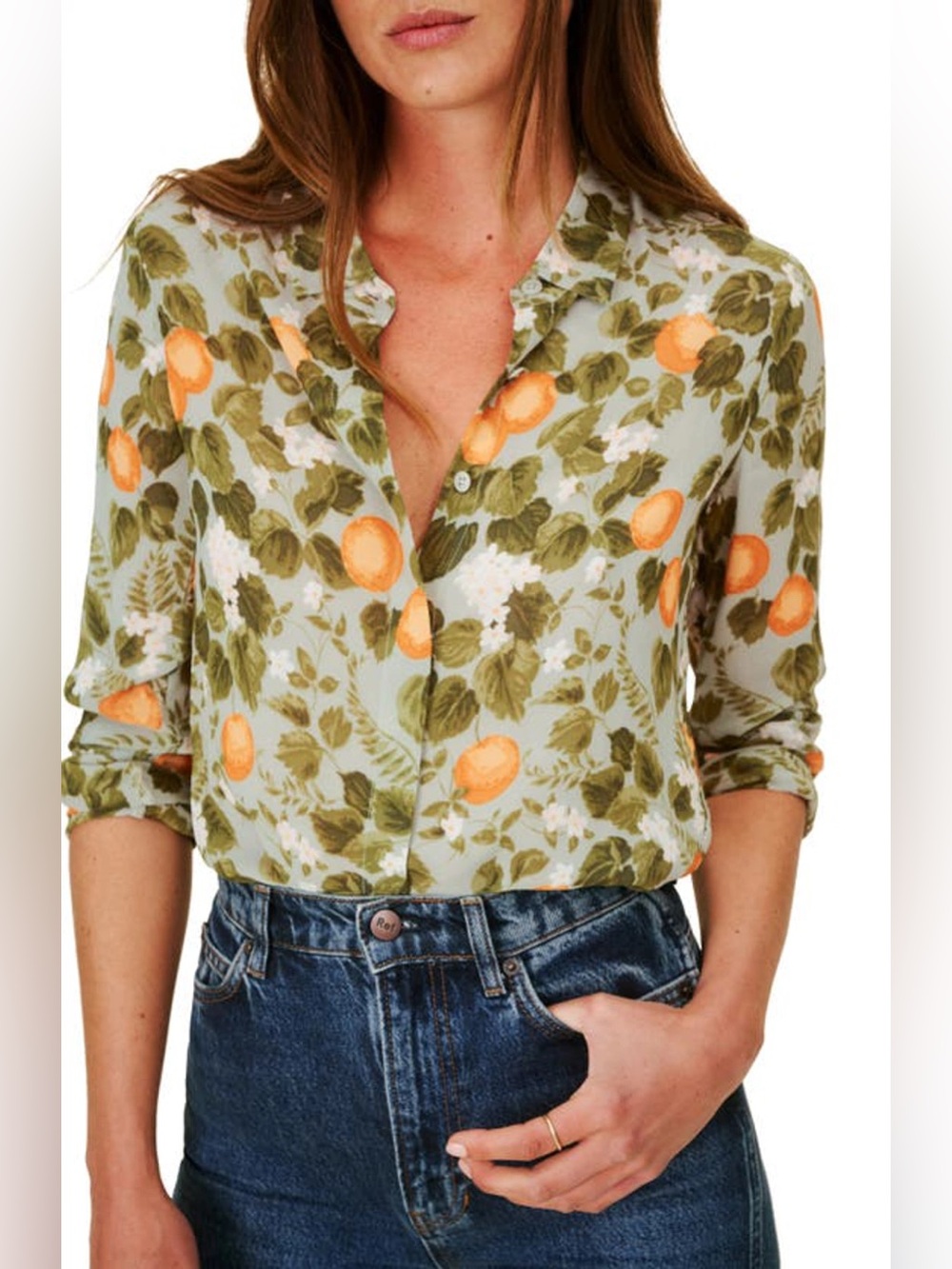 Reformation Violet Blouse in Orange Grove L